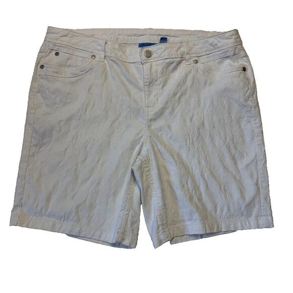 Simply Vera Vera Wang Pants - Simply Vera Vera Wang Womens White Textured Mid-Rise Bermuda Shorts, 16